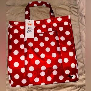 NWT lug Runner tote bag in crimson large dot